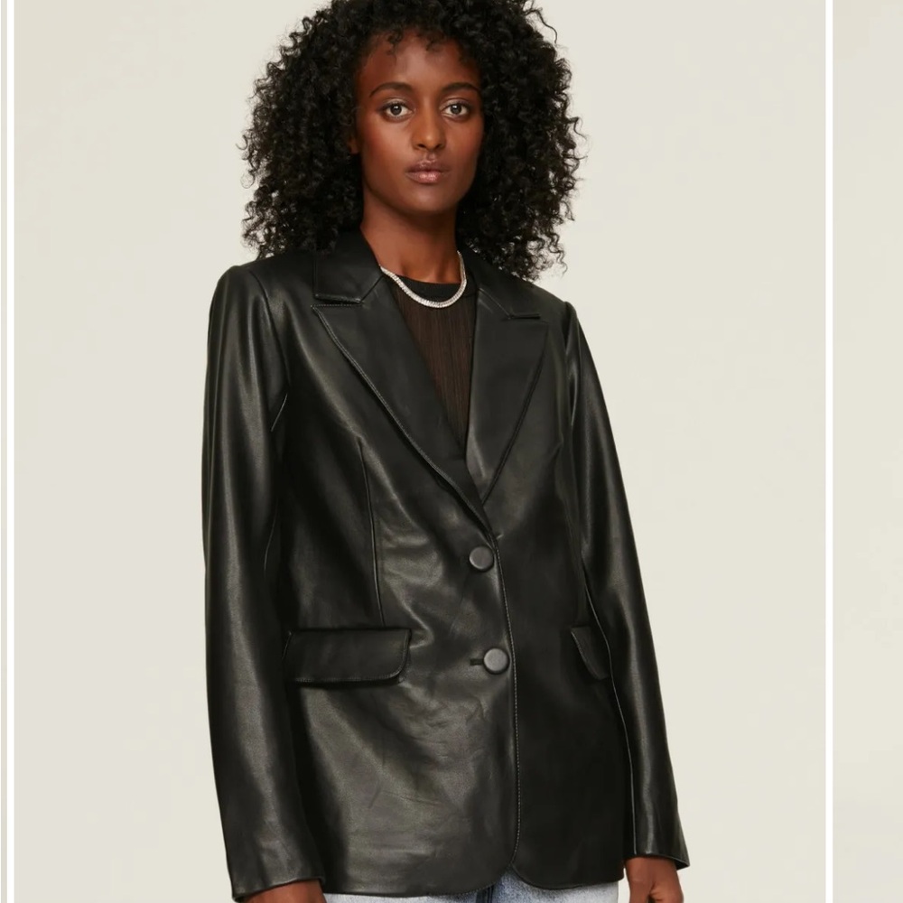 Good American Better Than Leather Faux LeatherBlazer Size 2 BRAND NEW W TAGS